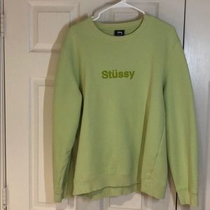 Stussy neon green crew neck hoodie